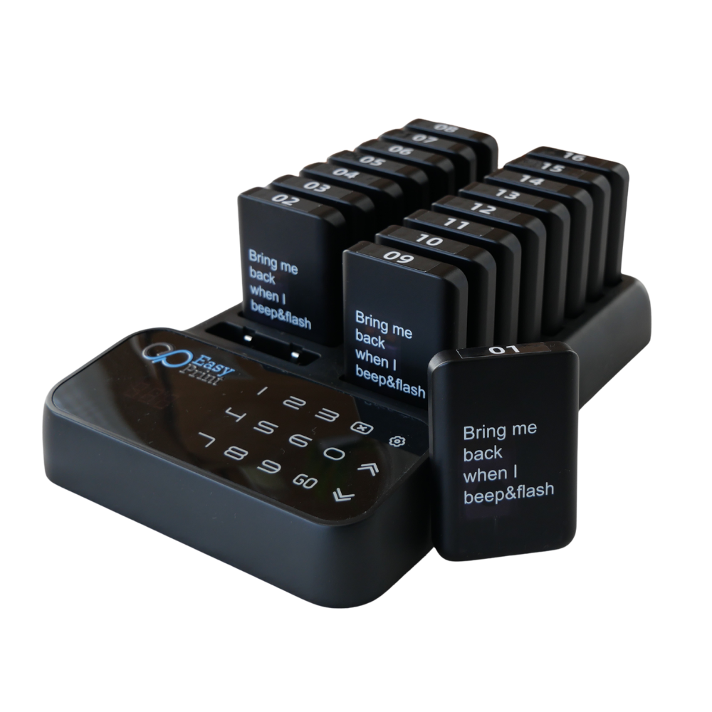 เครื่องเรียกคิวไร้สาย EASYPRINT QS-100 จำนวน 16 เพจเจอร์ สีดำ_0